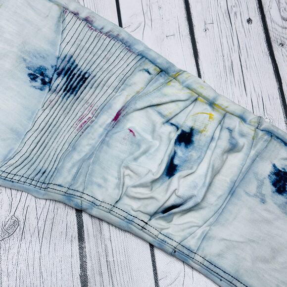 Men’s Balmain Splash Paint Moto Jeans Size 32x30 - Picture 4 of 9